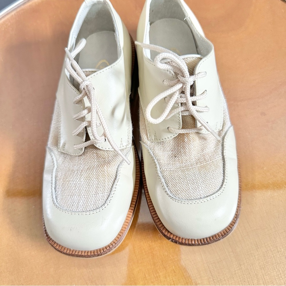 Vintage Shoe Be Doo Children's Cream Leather Lace-Up Shoes Boys 6.5 to 7 - Picture 7 of 13